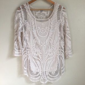 Lace Embroidered Knit Blouse